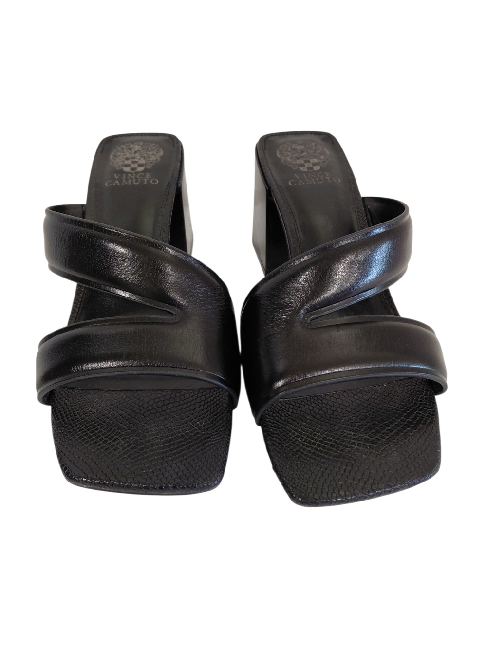 Vince Camuto Black Leather Slide Sandals